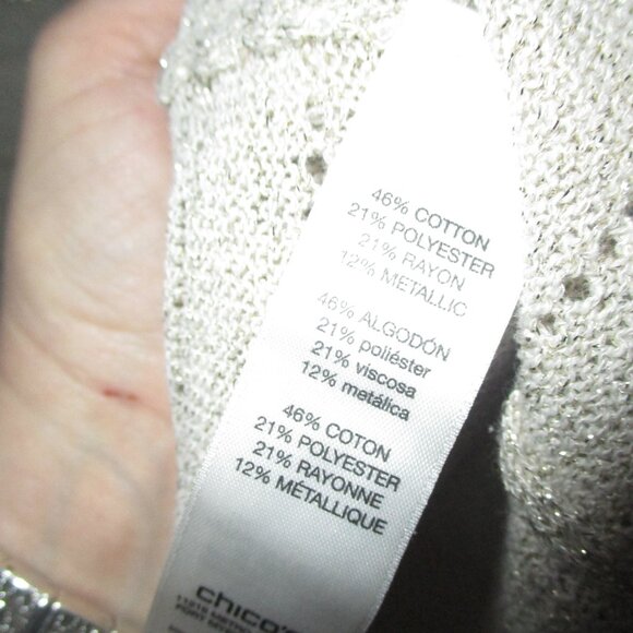 Chico's Gold shimmer knit  Cardigan Sweater l xl 3 - Picture 4 of 4